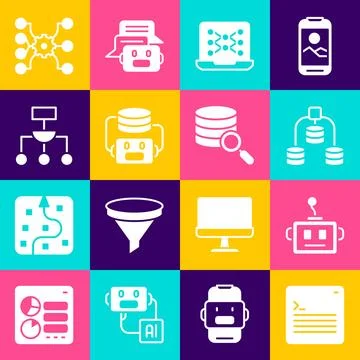 Set Web developer programming code, Artificial intelligence robot, Server, Data 스톡 일러스트