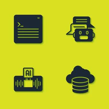 Set Web developer programming code, Cloud database, Artificial intelligence A Stock Illustration