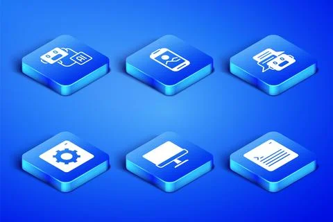 Set Web developer programming code, Artificial intelligence robot, Computer Stock Illustration