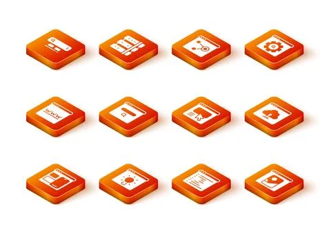 Set Web developer programming code, Browser window, Search engine, UI or UX.. Illustrazione stock