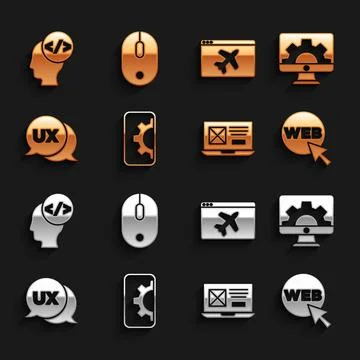 Set Web development, and graphic design, UI or UX, Website template, Front end Stock Illustration