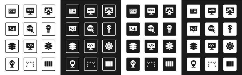 Set Web development, and graphic design, Planning strategy concept, UI or UX, Stock Illustration