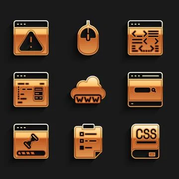 Set Web development, Clipboard with checklist, Books about programming, Search Stock Illustration