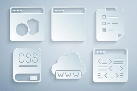 Set Web development, Clipboard with checklist, Books about programming, Software Stock Illustration