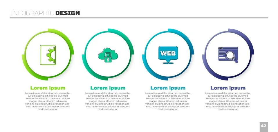 Set Web development, Cloud computing lock, and graphic design and UI or UX Illustrazione stock