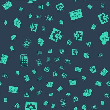 Set Web development, , Mobile Apps and Cloud computing lock on seamless pattern Stockillustratie