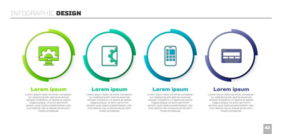 Set Web development, , Mobile Apps and UI or UX design. Business infographic Stock Illustration