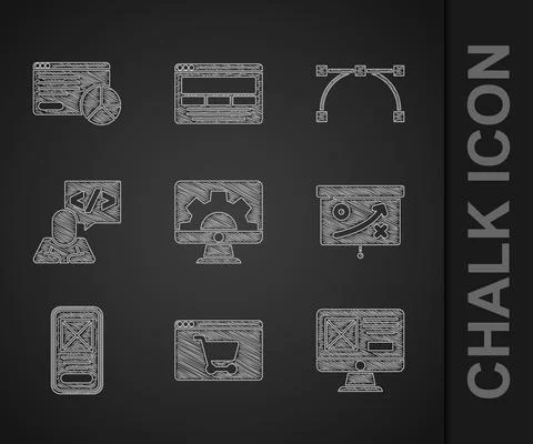 Set Web development, Online shopping on screen, UI or UX design, Planning イラスト素材
