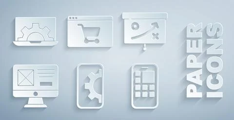 Set Web development, Planning strategy concept, UI or UX design, Mobile Apps Stock Illustration