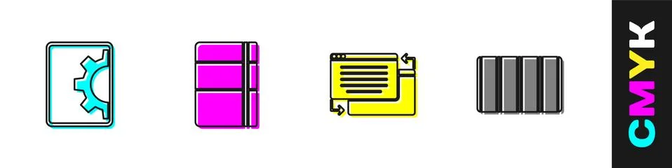 Set Web development, Sketchbook or album, UI UX design and Color palette guide Stock Illustration