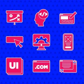 Set Web development, UI or UX design,  and Planning strategy concept icon. .. Illustrazione stock