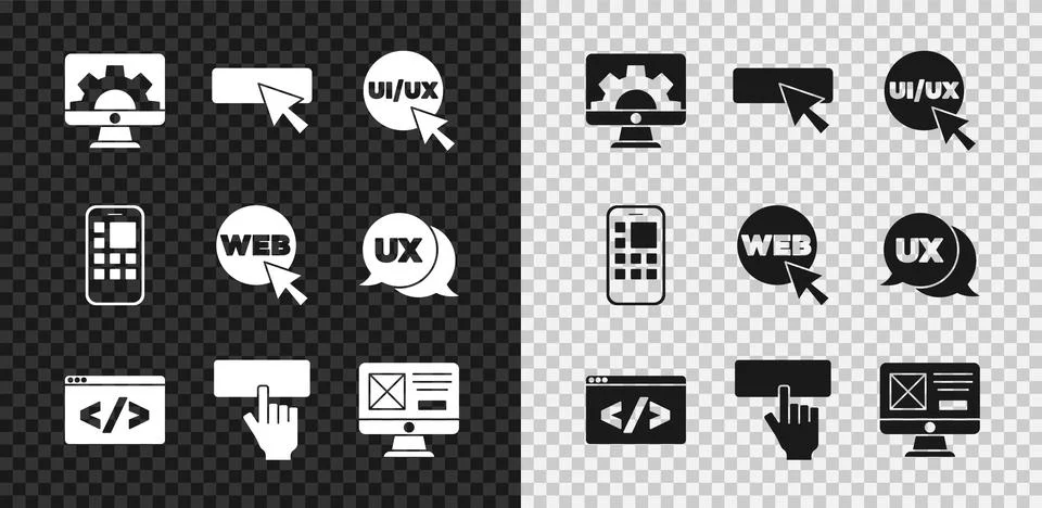 Set Web development, UI or UX design, Front end, Keyboard, Mobile Apps and .. 스톡 일러스트