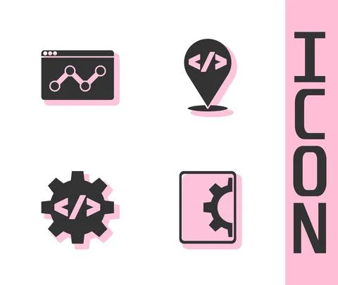 Set Web development, Website statistic, Front end and icon. Vector Illustrazione stock