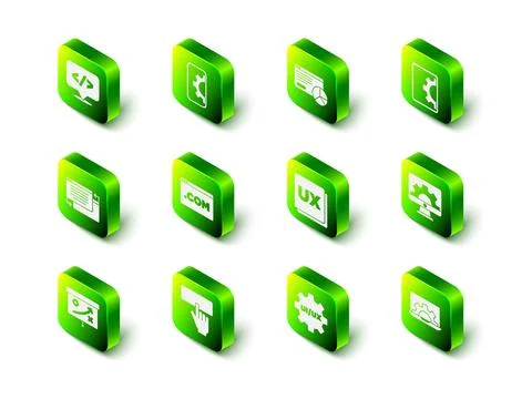 Set Web development, Website statistic, UI or UX design,  and Keyboard icon.  Illustrazione stock