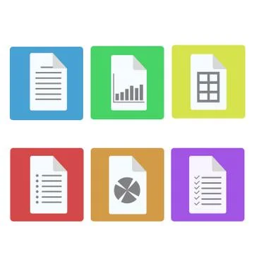 Set of web document flat icon, stock vector illustration Stock Illustration