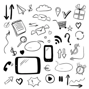 Set with web doodles Stock Illustration