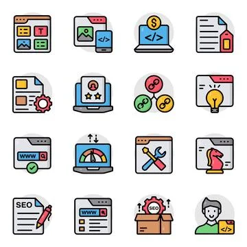 Set of Web Flat Icons Stock Illustration