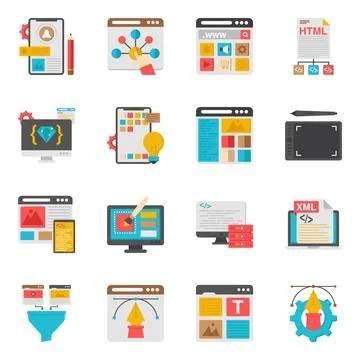 Set of Web Flat Icons Stock-Illustration