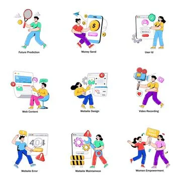 Set of Web Flat Illustrations Stock Illustration