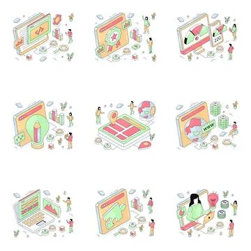 Set of Web Flat Illustrations Stockillustratie