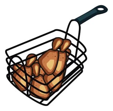 Set of web fried chicken cooking icons Stock Illustration