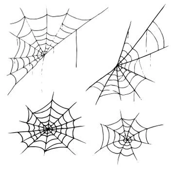 Set web icon. Vector illustration of a spider web. Net, web spider hand drawn Stock Illustration