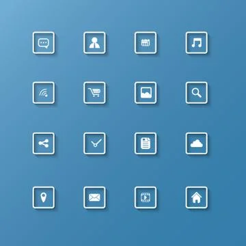 Set of web icons in clean modern design Stock Illustration