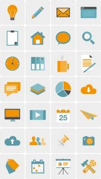 Set of web icons in flat design Stock Illustration