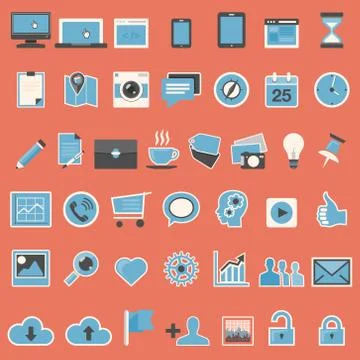 Set of web icons in flat design Stock Illustration