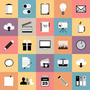Set of web icons in modern flat design Stock Illustration