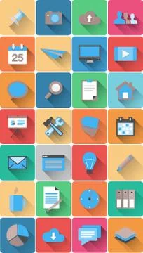 Set of web icons in modern flat design Stock Illustration