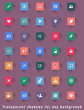 Set of web icons with shadow in flat design Stock Illustration