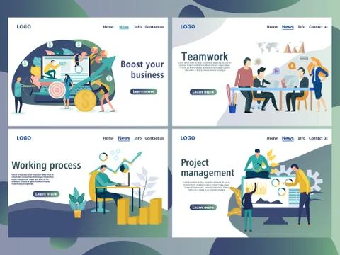 Set of web page design templates for business. Stock Illustration