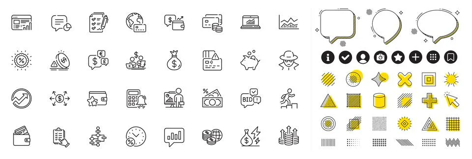 Set of Web report, Loyalty program and Inflation line icons for web app Illustrazione stock