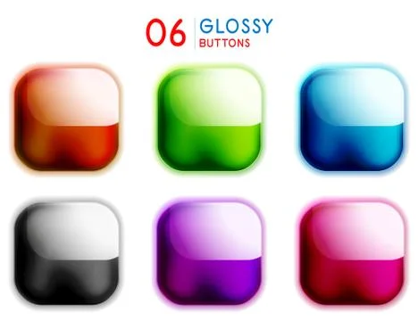 Set of web shiny square buttons, glass style glossy design elements. イラスト素材