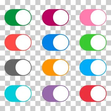 Set of web switch toogle button, flat control icon design vector illustration Illustrazione stock