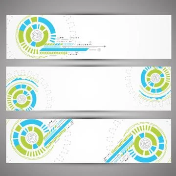 Set of web technology theme banners for your web site Stock Illustration