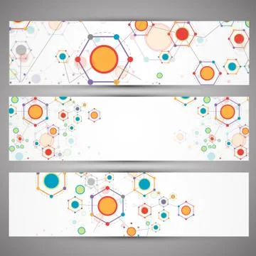 Set of web technology theme banners for your web site Stock Illustration