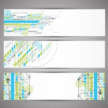Set of web technology theme banners for your web site Stock Illustration