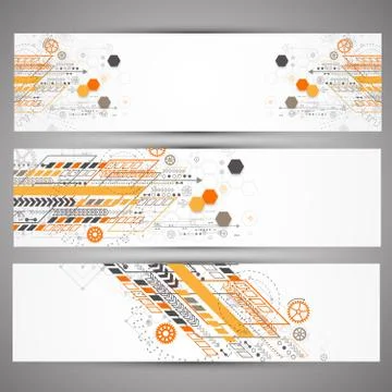 Set of web technology theme banners for your web site Illustrazione stock