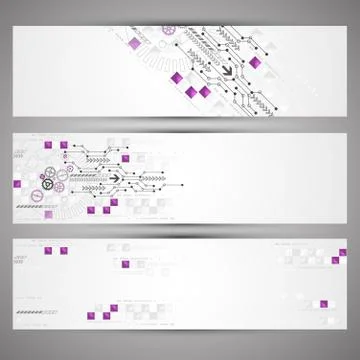 Set of web tecnology theme banners for your web site 스톡 일러스트
