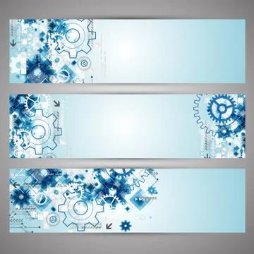 Set of web tecnology theme banners for your web site Stock Illustration