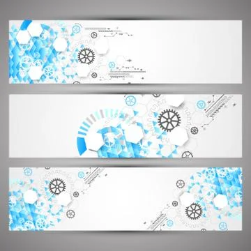Set of web tecnology theme banners for your web site Stockillustratie