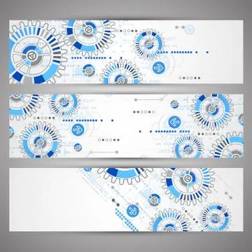 Set of web tecnology theme banners for your web site 스톡 일러스트