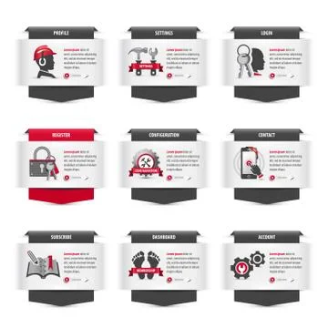 Set of web thumbnails with user interface symbols Stock Illustration