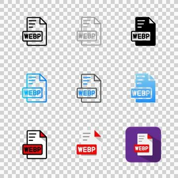 Set webp format document icon. can be used for file type, extension and archive. イラスト素材