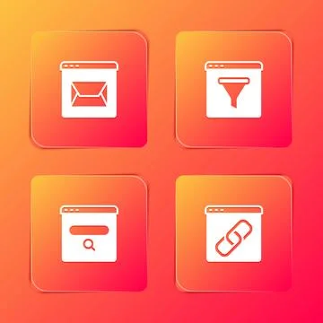 Set Website and mail, Browser window, Search engine and icon. Vector 库存插图