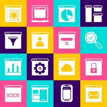 Set Website and mail, Secure your with HTTPS, SSL, Magnifying glass check mark 스톡 일러스트