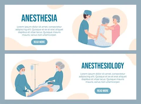 Set of website banner templates about anesthesia flat style, vector illustration イラスト素材