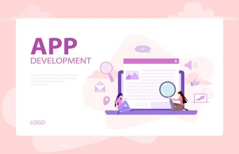 Set of website development banner. Web page programming Stock Illustration